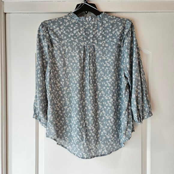 Lauren Conrad Long-Sleeve Blouse Shirt Floral Womens XL Peasant Ruffle Cottage - Picture 3 of 10